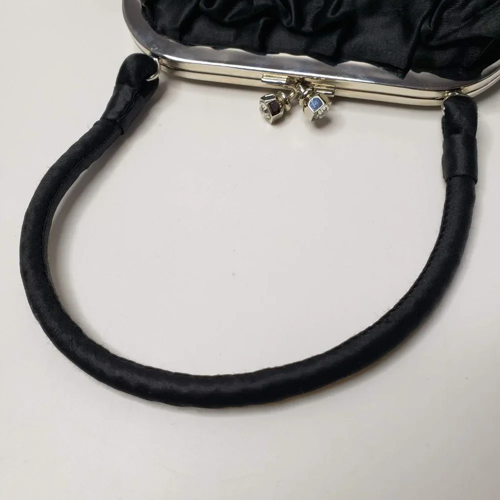 Kate Landry Black Satin Ruffle Mini Purse